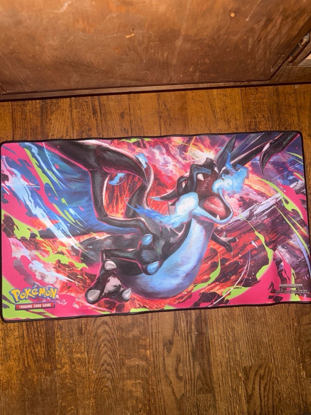 Pokemon Playmat with Charizard Vivid Black Blue Red Design